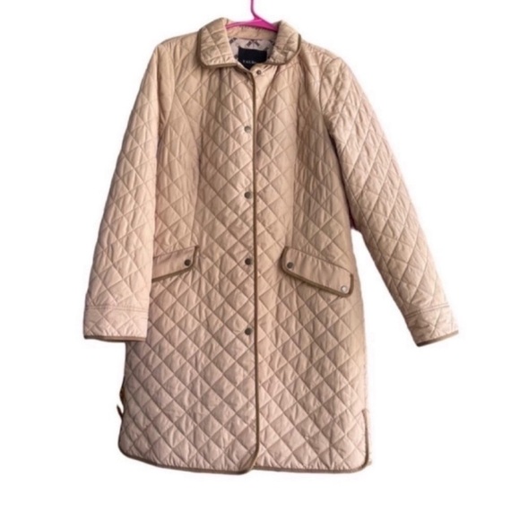 TALBOTS Quilted Knee Length Snap Closure Jacket Size Medium - Picture 3 of 11